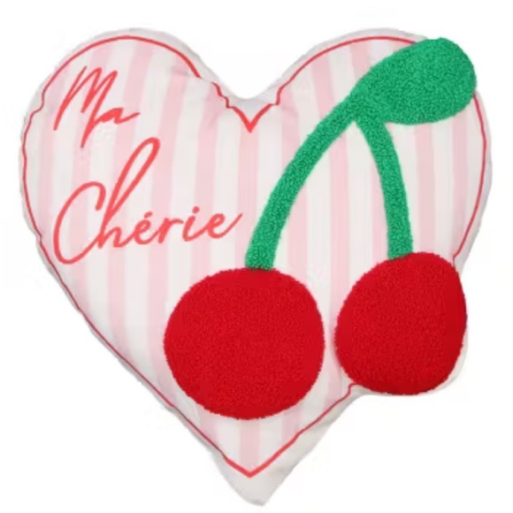2 piece set Heart ❤️ PINK RED Cherries Accent Pillows -- NWTS Ma Cherie - Picture 2 of 9